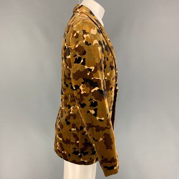 TOM FORD Size 38 Regular Brown Tan Camouflage Cotton Velvet Sport Coat - Picture 2 of 7